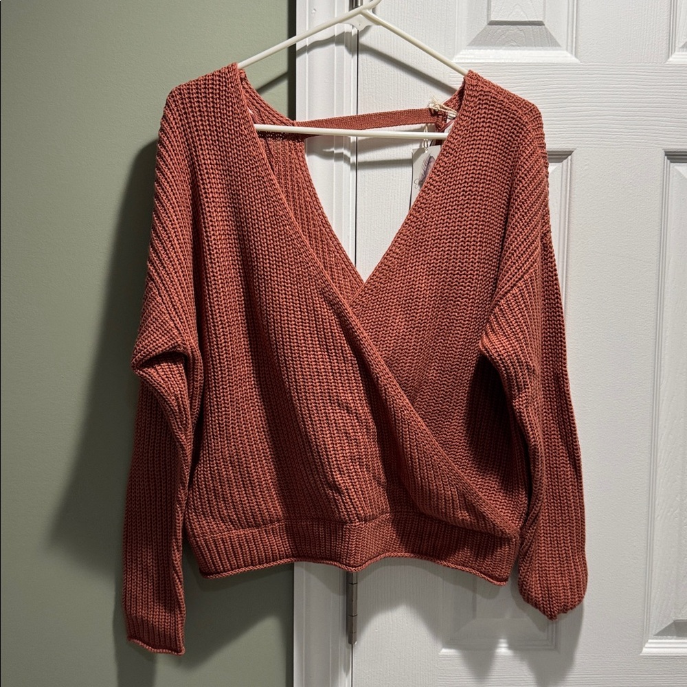 Jessica Simpson Rust Knit Wrap Sweater